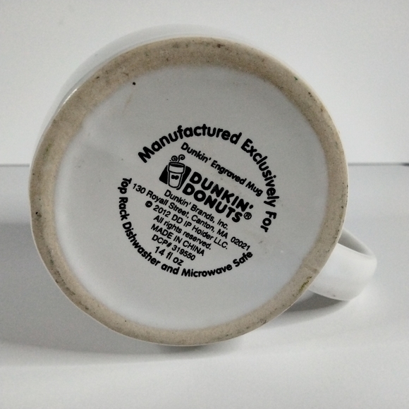 2012 Dunkin Donuts Coffee Mug 14 Oz. Orange and White with Engraved Logo - Picture 8 of 10